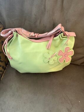 Pink & Lime Flower Charm Shoulder Bag